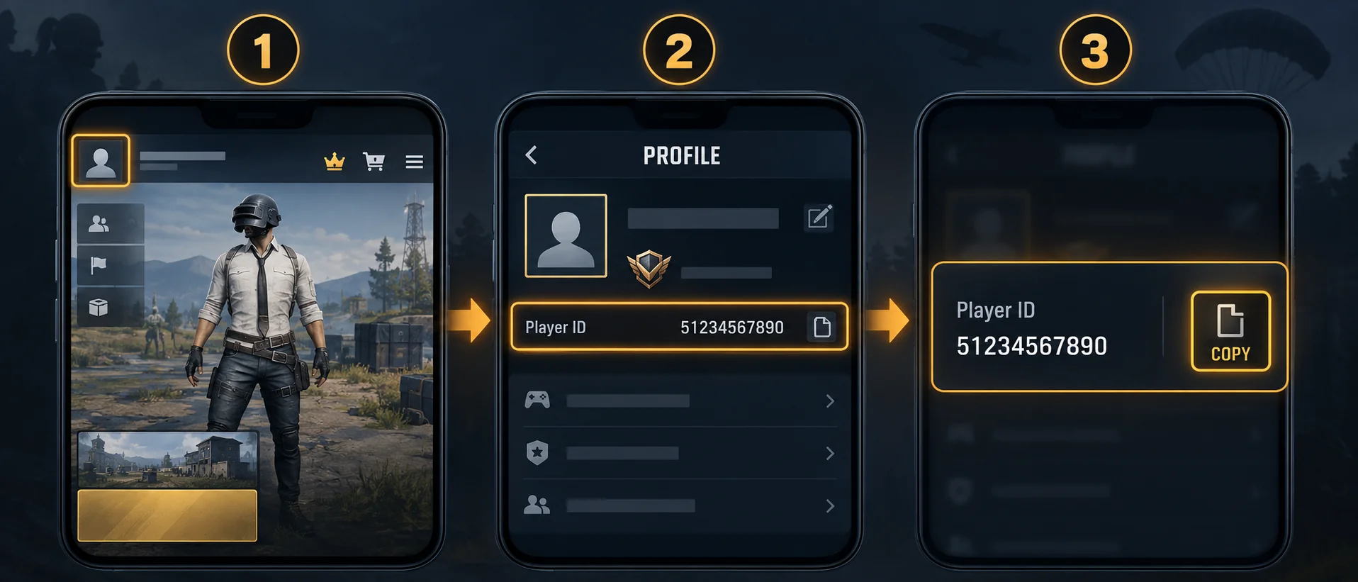 محل Player ID در پروفایل پابجی موبایل آموزش تصویری پیدا کردن Player ID پابجی موبایل برای خرید یوسی